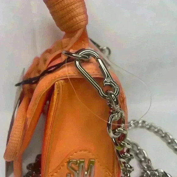 NWT STEVE MADDEN BDORAA mini FLAP TOP CROSSBODY BAG + Top Handle & Chain, Orange - Picture 6 of 11
